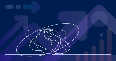 yörüngeleri ile dünya gezegeni dünya sürekli çizgi çizim