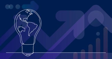 bir ampul olarak dünya gezegeninin sürekli çizgi çizim