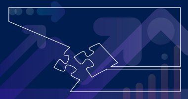 diğer bulmaca parçalarına bağlanan bir bulmaca parçasının sürekli çizgi çizimi