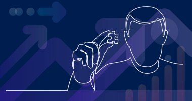 cevapsız bulmaca parçası gösteren adam sürekli çizgi çizim