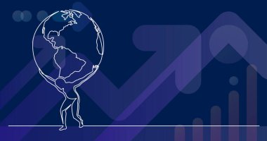 dünyayı omuzlarında tutan adamın sürekli çizgi çizimi