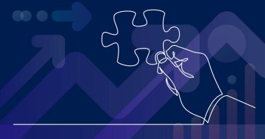 bir çözüm olarak el tutma bulmaca parçası sürekli çizgi çizim