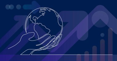 Dünya gezegenini tutan insan elinin durmaksızın çizdiği çizgi