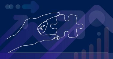 bir çözüm olarak el tutma bulmaca parçası sürekli çizgi çizim