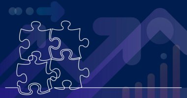 çözüm metaforu olarak birbirine bağlı dört bulmaca parçasının sürekli çizgi çizimi