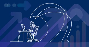 iş kavramı - ofis çalışanı iş dalgaların altında sürekli çizgi çizme