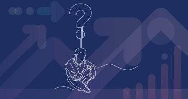 soru hakkında düşünme oturan adamın sürekli çizgi çizme