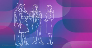 sürekli çizgi çizme iş profesyonellerin ayakta Toplantı