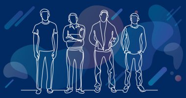 dört ayakta erkeklerin sürekli çizgi çizme