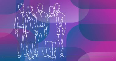 kendine güvenen ayakta dört iş profesyonellerin sürekli çizgi çizme