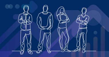 Grup pozitif insan sürekli çizgi çizme