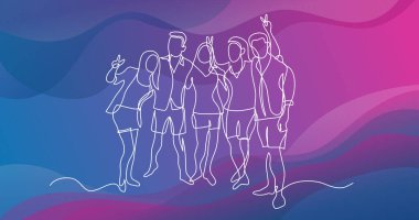 mutlu grup arkadaşıyla sahilde sürekli çizgi çizme