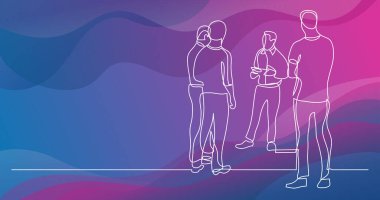 sürekli çizgi çizme ofis çalışanları, ayakta Toplantı