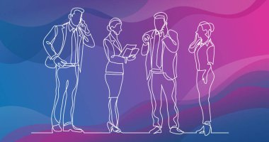 sürekli telefon görüşmeleri yapan iş adamlarını duran çizim için