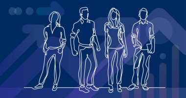 Genç ekip üyeleri duran sürekli çizgi çizme