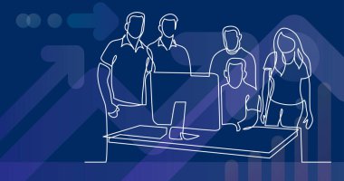 takım ayakta ofiste sürekli çizgi çizme