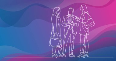 tartışma duran üç iş profesyonellerin sürekli çizgi çizme