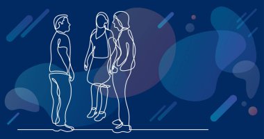 ayakta ve konuşurken üç iş sürekli çizgi çizme