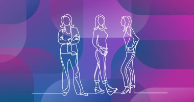 Üç ayakta kadınların sürekli çizgi çizme