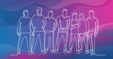 iş takım ayakta sürekli çizgi çizme