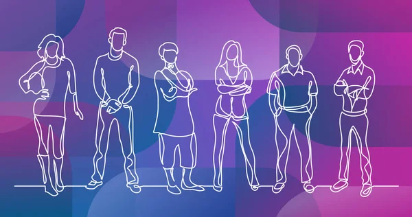 çeşitli kalabalık ayakta insanların sürekli çizgi çizme