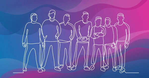 iş takım ayakta sürekli çizgi çizme