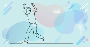 Renk arkaplanı üzerinde insanların sürekli çizgi çiziminin vektör illüstrasyonlu dosyası