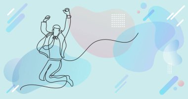 Renk arkaplanı üzerinde insanların sürekli çizgi çiziminin vektör illüstrasyonlu dosyası