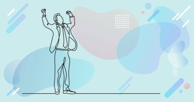 Renk arkaplanı üzerinde insanların sürekli çizgi çiziminin vektör illüstrasyonlu dosyası