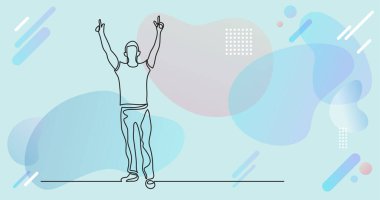 Renk arkaplanı üzerinde insanların sürekli çizgi çiziminin vektör illüstrasyonlu dosyası