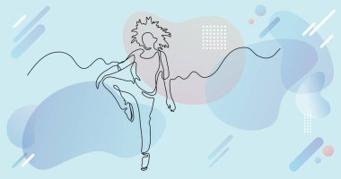 Renk arkaplanı üzerinde insanların sürekli çizgi çiziminin vektör illüstrasyonlu dosyası