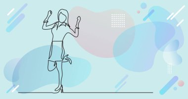 Renk arkaplanı üzerinde insanların sürekli çizgi çiziminin vektör illüstrasyonlu dosyası