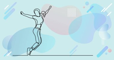 Renk arkaplanı üzerinde insanların sürekli çizgi çiziminin vektör illüstrasyonlu dosyası