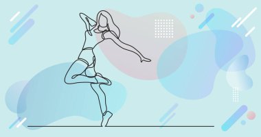 Renk arkaplanı üzerinde insanların sürekli çizgi çiziminin vektör illüstrasyonlu dosyası