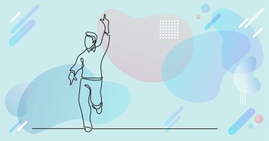 Renk arkaplanı üzerinde insanların sürekli çizgi çiziminin vektör illüstrasyonlu dosyası