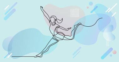 Renk arkaplanı üzerinde insanların sürekli çizgi çiziminin vektör illüstrasyonlu dosyası