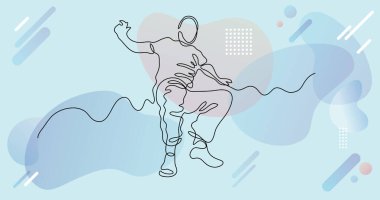 Renk arkaplanı üzerinde insanların sürekli çizgi çiziminin vektör illüstrasyonlu dosyası