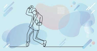 Renk arkaplanı üzerinde insanların sürekli çizgi çiziminin vektör illüstrasyonlu dosyası