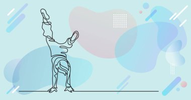 Renk arkaplanı üzerinde insanların sürekli çizgi çiziminin vektör illüstrasyonlu dosyası