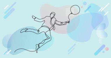 Renk arkaplanı üzerinde insanların sürekli çizgi çiziminin vektör illüstrasyonlu dosyası