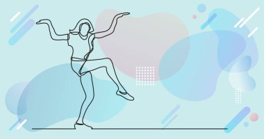 Renk arkaplanı üzerinde insanların sürekli çizgi çiziminin vektör illüstrasyonlu dosyası