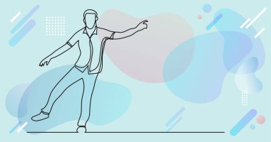 Renk arkaplanı üzerinde insanların sürekli çizgi çiziminin vektör illüstrasyonlu dosyası