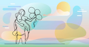 Çift balonlarla - sürekli çizgi çizme