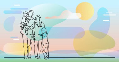 birlikte ayakta ailesinin sürekli çizgi çizme