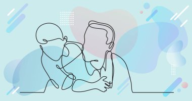 Baba ve oğul - sürekli çizgi çizme