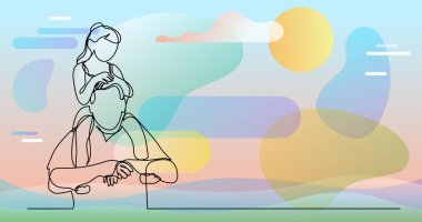 Sürekli mutlu bir babanın kızını omuzlarında taşıdığı çizgiler.