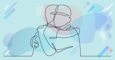 birbirine sarılma toplantı iki yakın arkadaş sürekli çizgi çizim