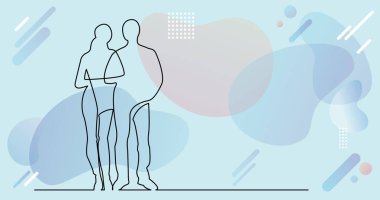 Genç çift ayakta sürekli çizgi çizme