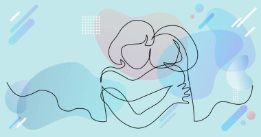 birbirine sarılarak iki kız sürekli çizgi çizim