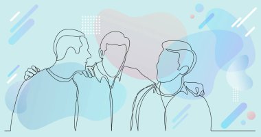 sarılma ve konuşurken - bir çizim için erkek arkadaş şirket